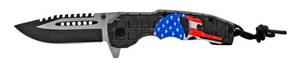 4.75 Drop Point Spring Assisted Traditional Folding Pocket Knife - Punisher Skull American Flag Patriot