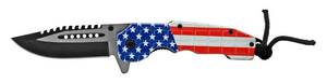 4.75 Drop Point Spring Assisted Traditional Folding Pocket Knife - United States of America Flag USA