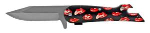 4.63 Folding Pocket Knife with Bottle Opener - Red Lips Lie