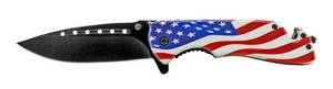 5 Spring Assisted Drop Point Folding Pocket Knife - United States of America Flag USA Patriots