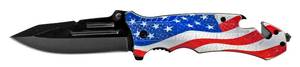 4.75 All-Purpose Utility Hiking Rescue Spring Assisted Folding Pocket Knife - USA American Flag