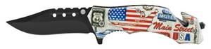 4.63 Spring Assisted American Heritage Rescue Folding Pocket Knife - Historic Route 66