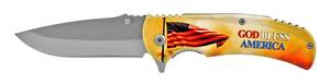 4.63 Stainless Steel Traditional All Metal Folding Pocket Knife - United States of America Flag