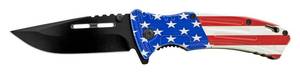 4.75 Spring Assisted Drop Point Traditional Folding Pocket Knife - United States of America Flag