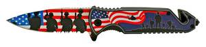 4.75 Drop Point Spring Assisted Rescue Folding Pocket Knife - American Warrior USA Flag