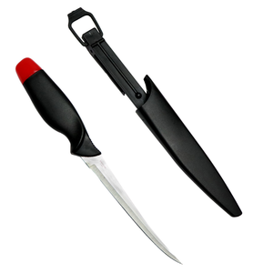 11.5 Defender Comfort Red Cap Fish Fillet Knife Black w Red Accent Handle