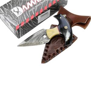 HANDMADE 5 Damascus Custom Hunting Knives with Sheath Dagger
