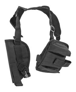 Lancer Tactical Shoulder Gun Holster with Additional Magazine Clip Storage Pouch - Black
