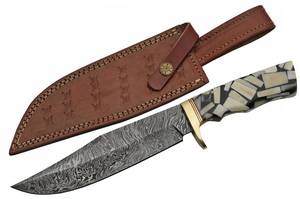 HANDMADE 13 DAMASCUS BONE HORN BOWIE