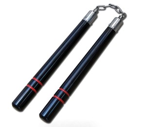 12 Black and Red Wood Nunchaku�