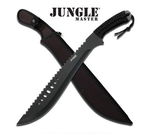 21 Jungle Master Sawback Black Machete With Sheath�
