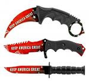3 - pc. Tactical, Hunting, and Karambit Knife Set Collection - Keep America Great President Trump Patriots
