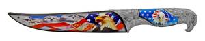 13.63 Fantasy Edge Trailing Point Collectors Hunting Knife - God Bless America Mount Rushmore