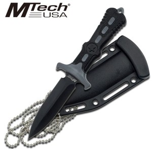 6.5 MTech Black Grey Fixed Blade Tactical Dagger Style Neck Knife