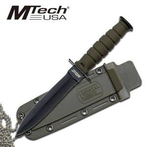 6 Green MTech Double Edged Blade Kabai Rescue Dagger with Chained Sheath