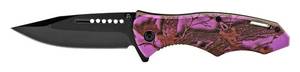 5 Drop Point Spring Assisted Folding Pocket Knife - Purple Forest Camo