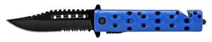 4.75 Spring Assisted Rescue Folding Pocket Knife - Blue