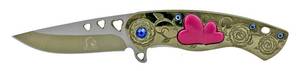 4 Stainless Steel Hippie Love SweetTarts Hearts Folding Pocket Knife - Chrome