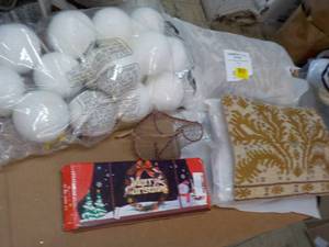 lot 58 image: Xmas pillows, snow balls, ornaments