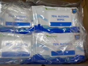 lot 90 image: case of 1200 Hocleans alcohol wipes.