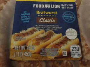 lot 201 image: Food Lion classic bratwurst