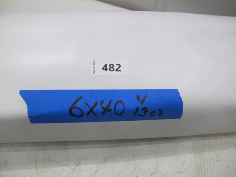 lot 213 image: NEW Vinyl Tarp - 6 x 40  White  White Vinyl tarp - 12 oz. Medium Light Duty