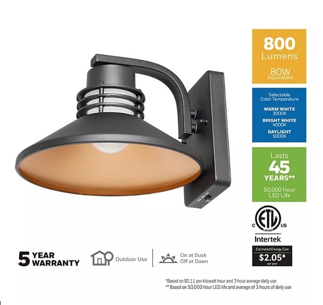 lot 274 image: Honeywell 800 Lumen Outdoor Lantern with Selectable Color Temperature