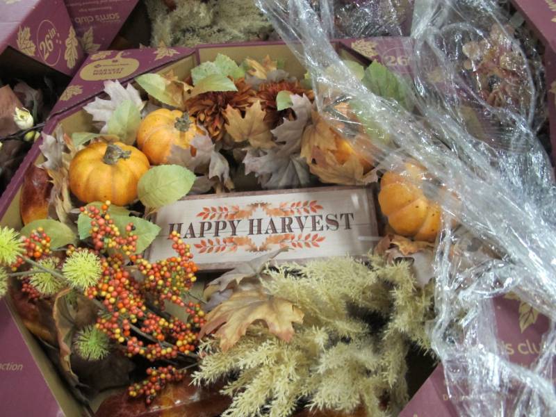 lot 120 image: Pallet of NEW Members Mark Harvest Wreaths - 2 Different Styles. 22 Wreaths