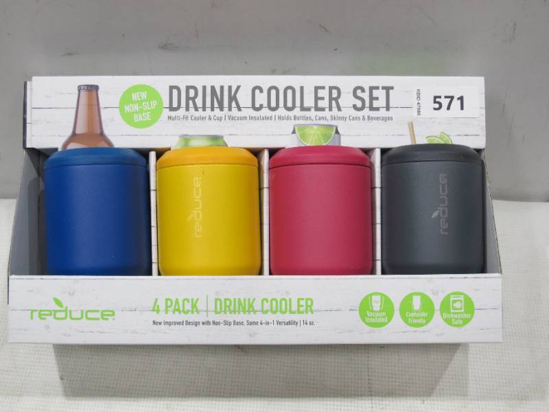 REDUCE 14 oz. Vacuum Insulated Stainless Steel Drink Cooler, 4 Pack (Summer)