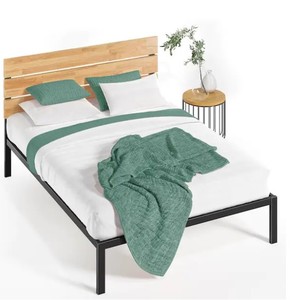 lot 139 image: NEW Zinus Paul Metal and Wood Platform Bed with Wood Slat Support, Twin