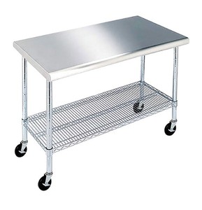 lot 260 image: NEW Members Mark Commercial Work Table with 49 Stainless Steel Top