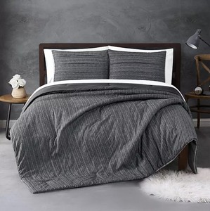 lot 239 image: NEW Vince Camuto 3pc Comforter Set with Bonus Tote - FullQueen - Gray Stripe