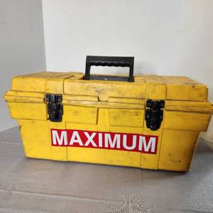 Yellow Tool Box Filled with Hand Tools