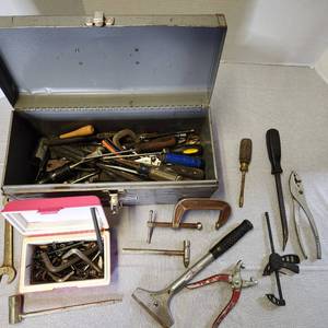 Grey Tool Box with Hand Tools