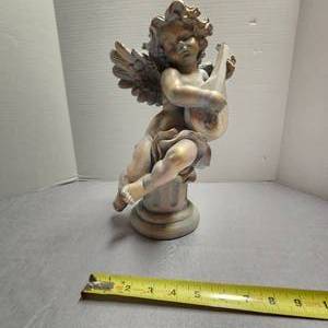 Angelic Cherib Playing Instrument Garden Patio or Indoor Figurine
