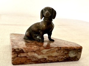 lot 73 image: Vintage Bronze Dog Figurine on Marble Base