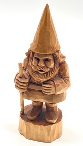 lot 92 image: Vintage Hand Carved Gnome Wood Figurine