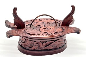 lot 8A image: Antique Carved Small Swedish Tine Box