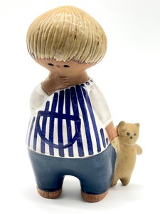 lot 6 image: Lisa Larson Gustavsberg Ceramic Figurine Malin Boy Teddy Bear