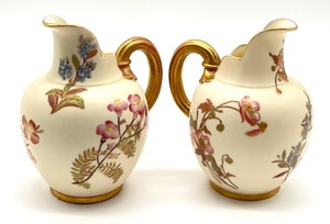 lot 113 image: Pair of Antique Royal Worcester Ewers