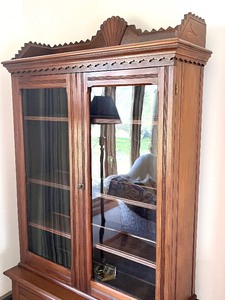 lot 4 image: Antique 1880s Double Door Walnut East Lake Style Cabinet