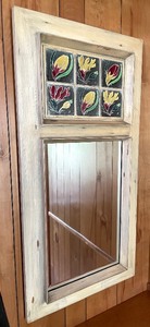 lot 203 image: Vintage Decorative Tile Top Wall Mirror