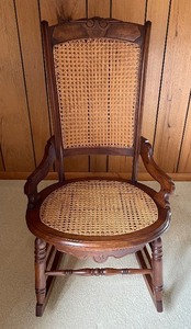 lot 207 image: Vintage Rocking Chair with Caned Seating