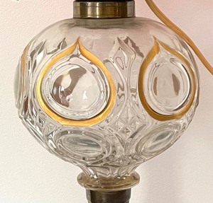 lot 10 image: Vintage Cranberry Hobnail Hurricane Lamp