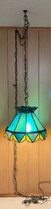 lot 43 image: Vintage Stained Glass Ceiling Pendant