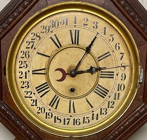 lot 215 image: Antique Calendar Wall Clock by E.N. Welsh