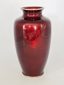 lot 191 image: Vintage Japanese Red Cloisonn  Enamel Vase