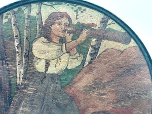 lot 183 image: Antique Swedish Painted Plate and Miniature Wooden Carved Figurine