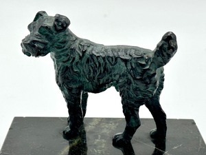 lot 186 image: Vintage Bronze Dog Figurine on Marble Base