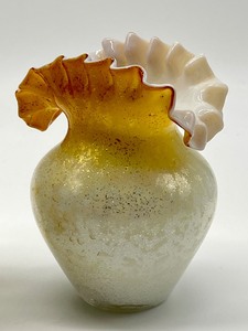 lot 119 image: Pair of Antique Ruffled Edge Vases